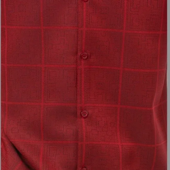 Montique's Woven Checkerboard Walking Suit Set In Red -2416